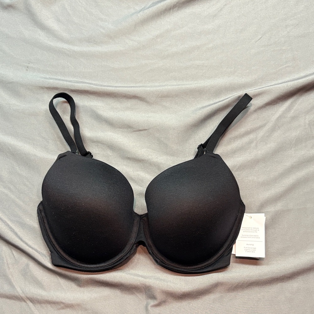 Auden The Icon Full Coverage Lightly Lined T-Shirt Nursing Bra - 32DD Black NWT